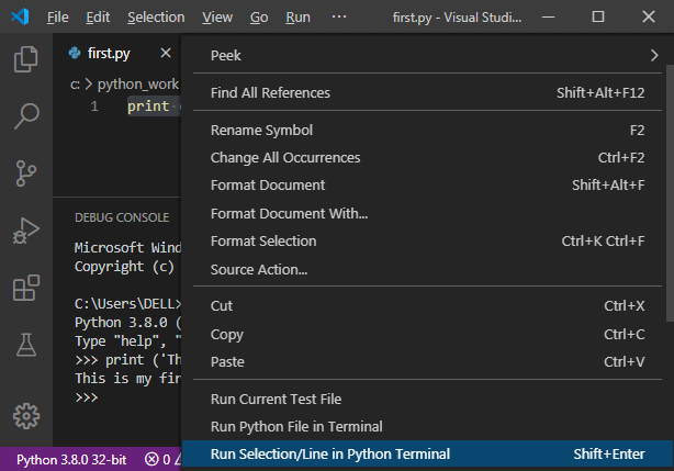 Configuring Python Features for Visual Studio Code